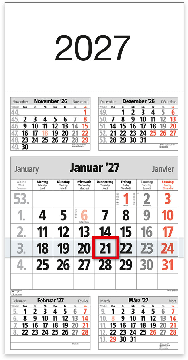 BÜHNER    Calendrier de 5 mois      2027