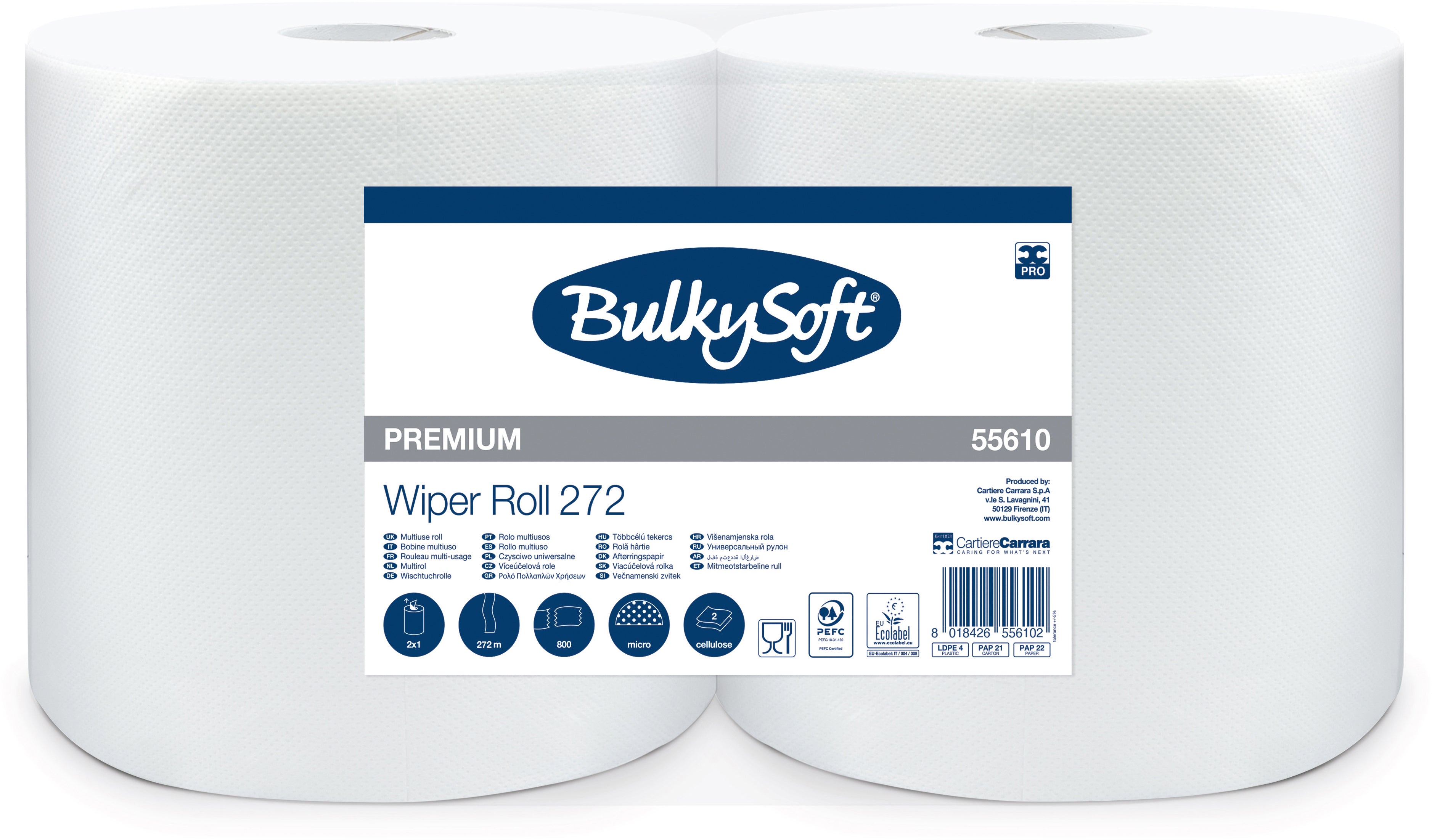 BULKYSOFT Rouleau de chiffons 2x 26x34cm 26136 blanc 2 rouleaux
