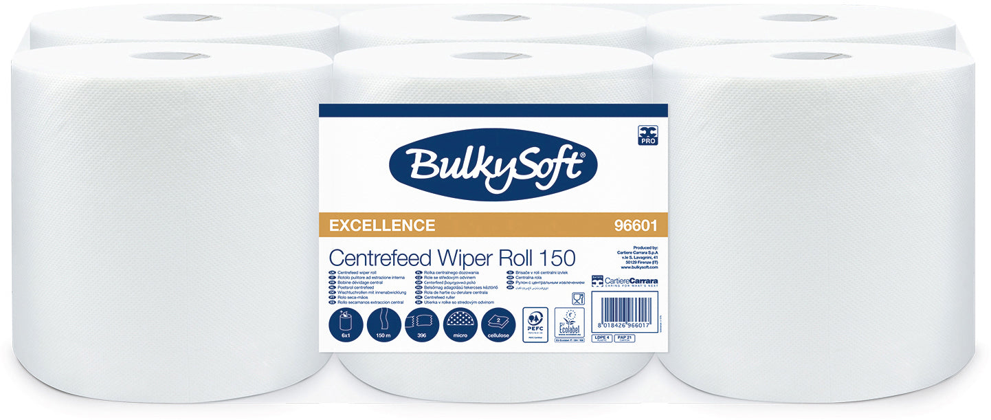BULKYSOFT Rouleau de chiffons 2x 19x38cm 26137 Midi, Premium blanc 6 rouleaux