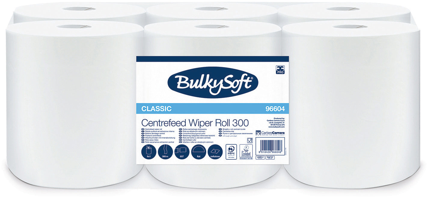 BULKYSOFT Rouleau de chiffons 1x 22x35cm 26257 Midi, Classic blanc 6 rouleaux