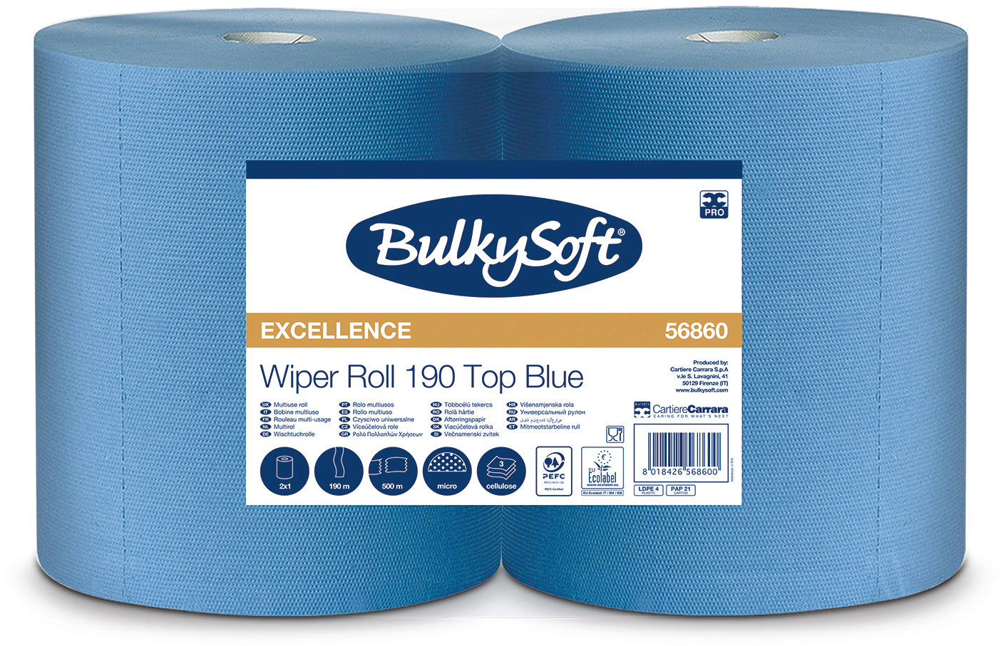 BULKYSOFT Rouleau de chiffons 3x 38x36cm 26261 bleu 2 rouleaux