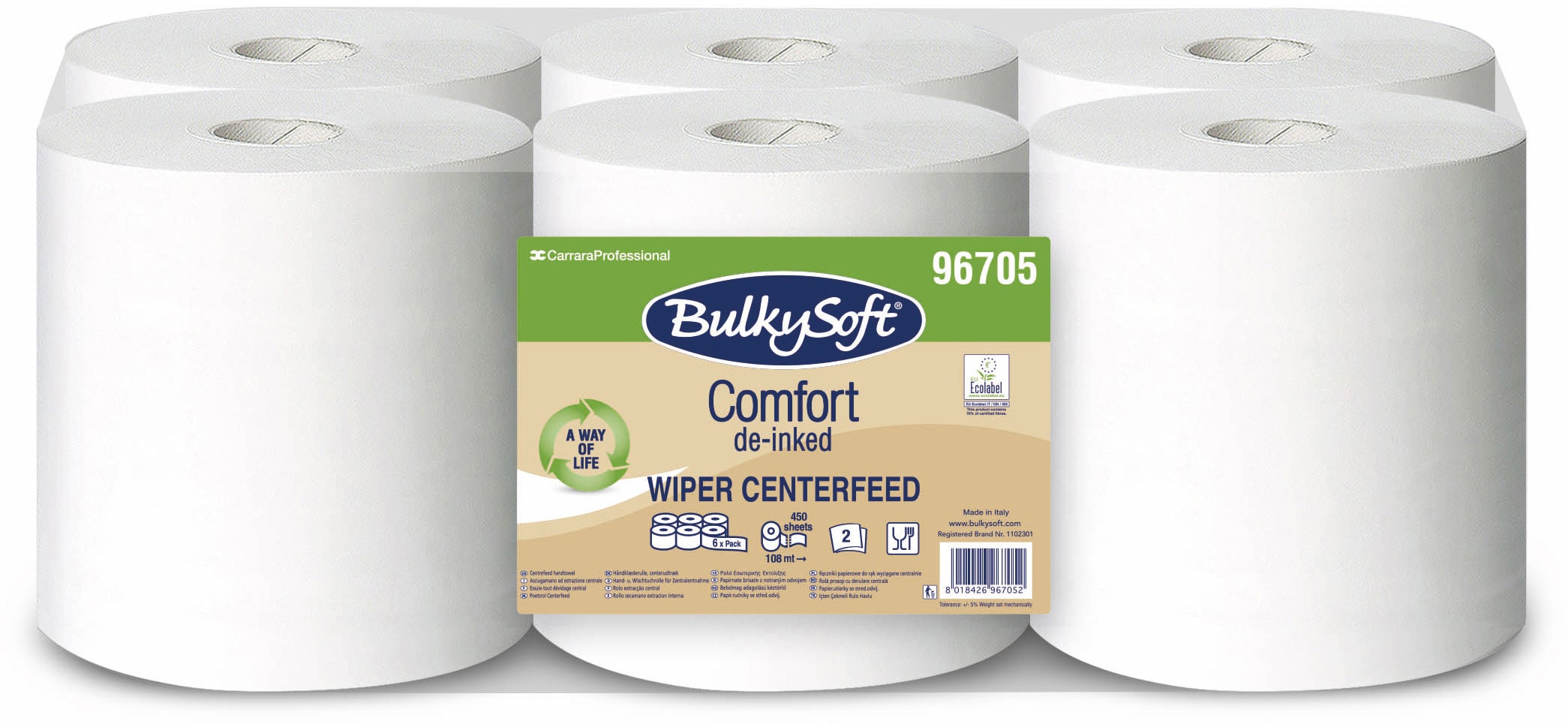 BULKYSOFT Rouleau de chiffons 2x 19x24cm 32977 Midi Comfort blanc,recyc. 6rl.
