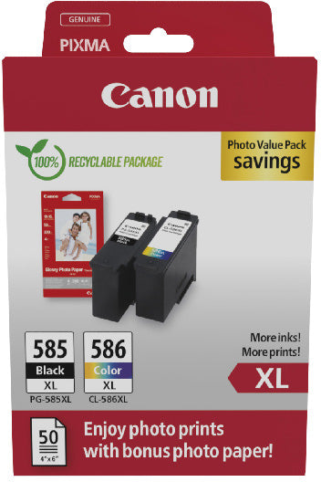 CANON Photo Value Pack XL CMYBK PGCL585/6 PIXMA TS7650i GP-501 50fl.