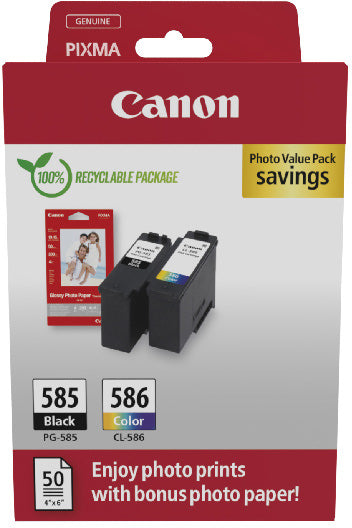 CANON Photo Value Pack CMYBK PGCL585/6 PIXMA TS7650i GP-501 50fl.
