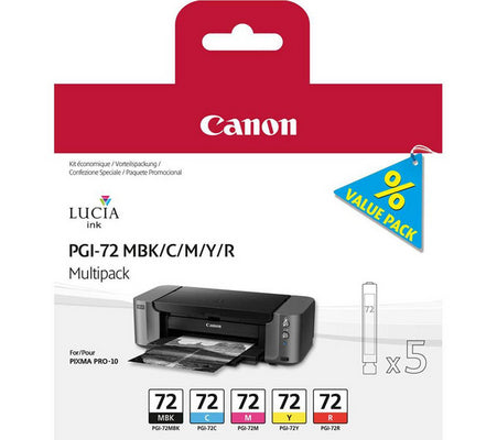 CANON Multipack encre MBK/CMY/R PGI-72MUL PIXMA Pro-10 5x14ml