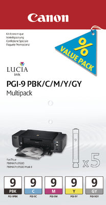 CANON Multipack Encre PBK/CMY/GY PGI-9MULTI C PIXMA Pro9500 5 pièces