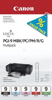 CANON Multipack Encre MBK/PC/PM/R/G PGI-9MULTI G PIXMA Pro9500 5 pièces