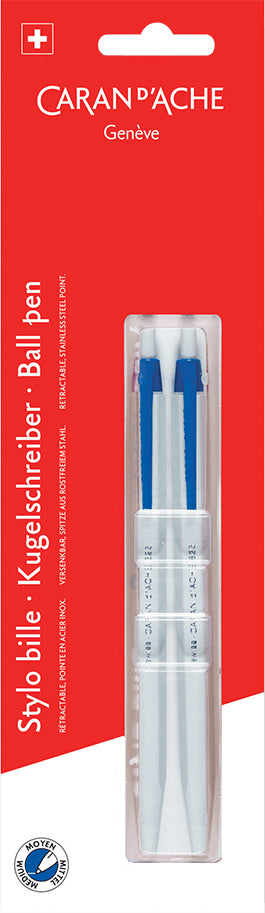 CARAN D'ACHE Stylo à bille 825 825.260 bleu, 2 pcs. Blister