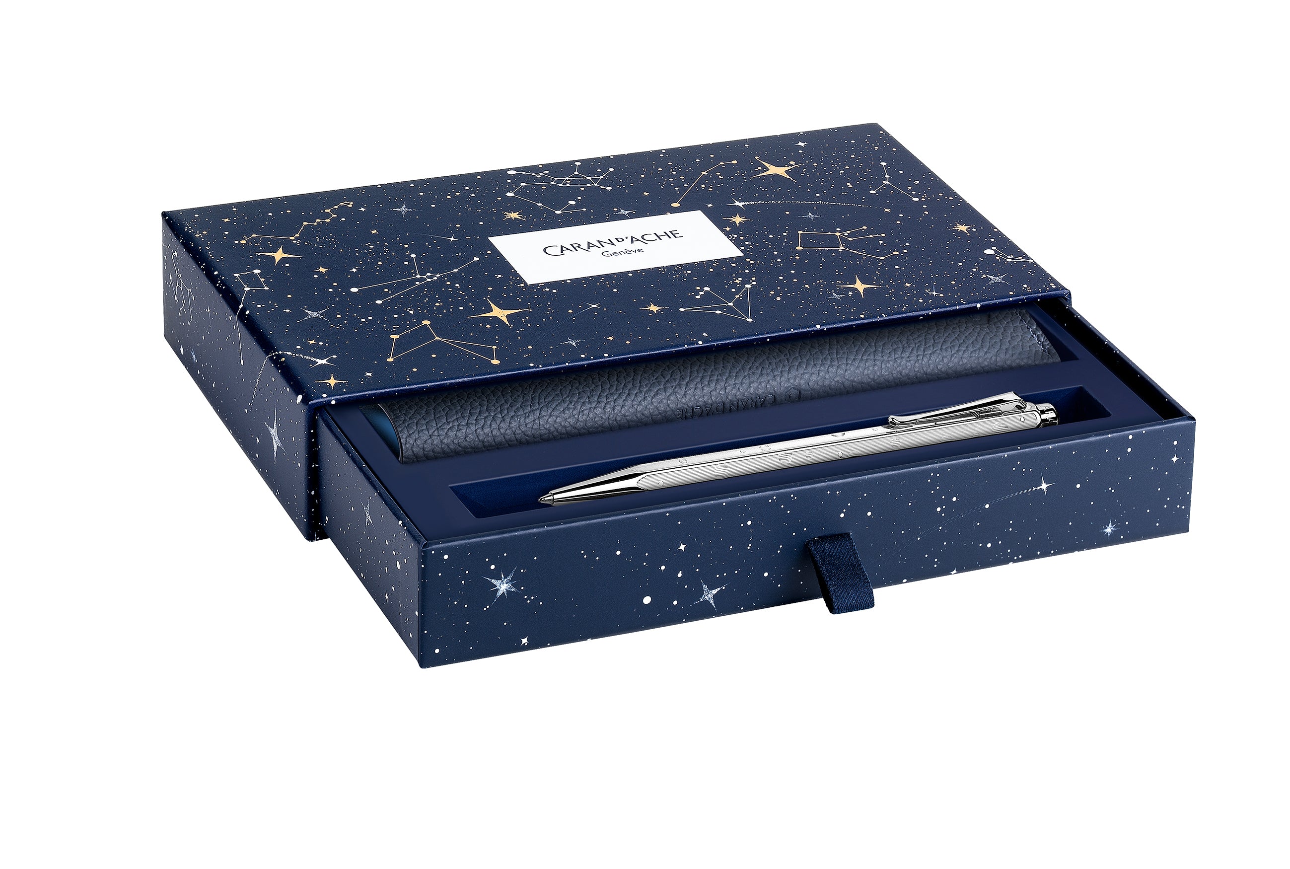 CARAN D'ACHE Stylo à bille Ecridor Set CC0890.024 Cosmic bleu avec étui cuir