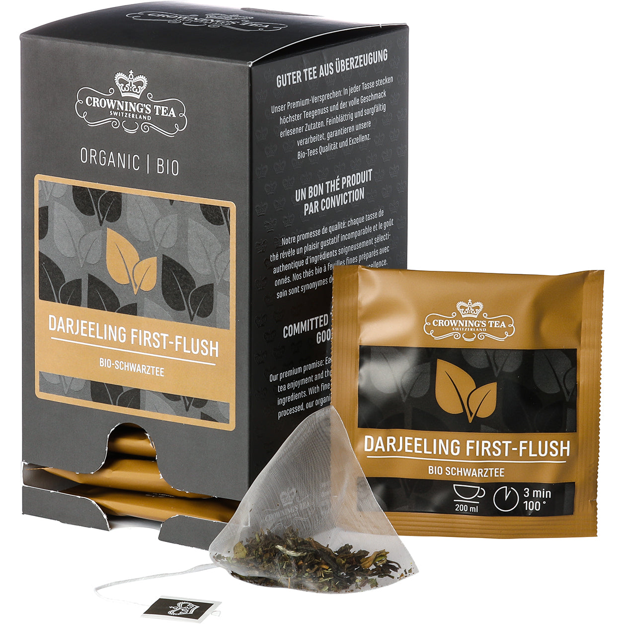 CROWNING'S Bio Darjeeling First-Flush 105545 Pyramide 2g, 15 pcs.