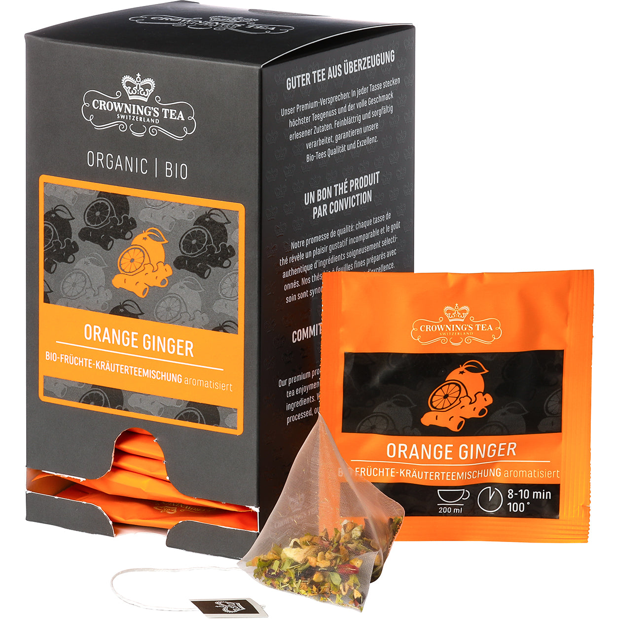 CROWNING'S Bio Orange Ginger 105550 Pyramide 2.5g, 15 pcs.