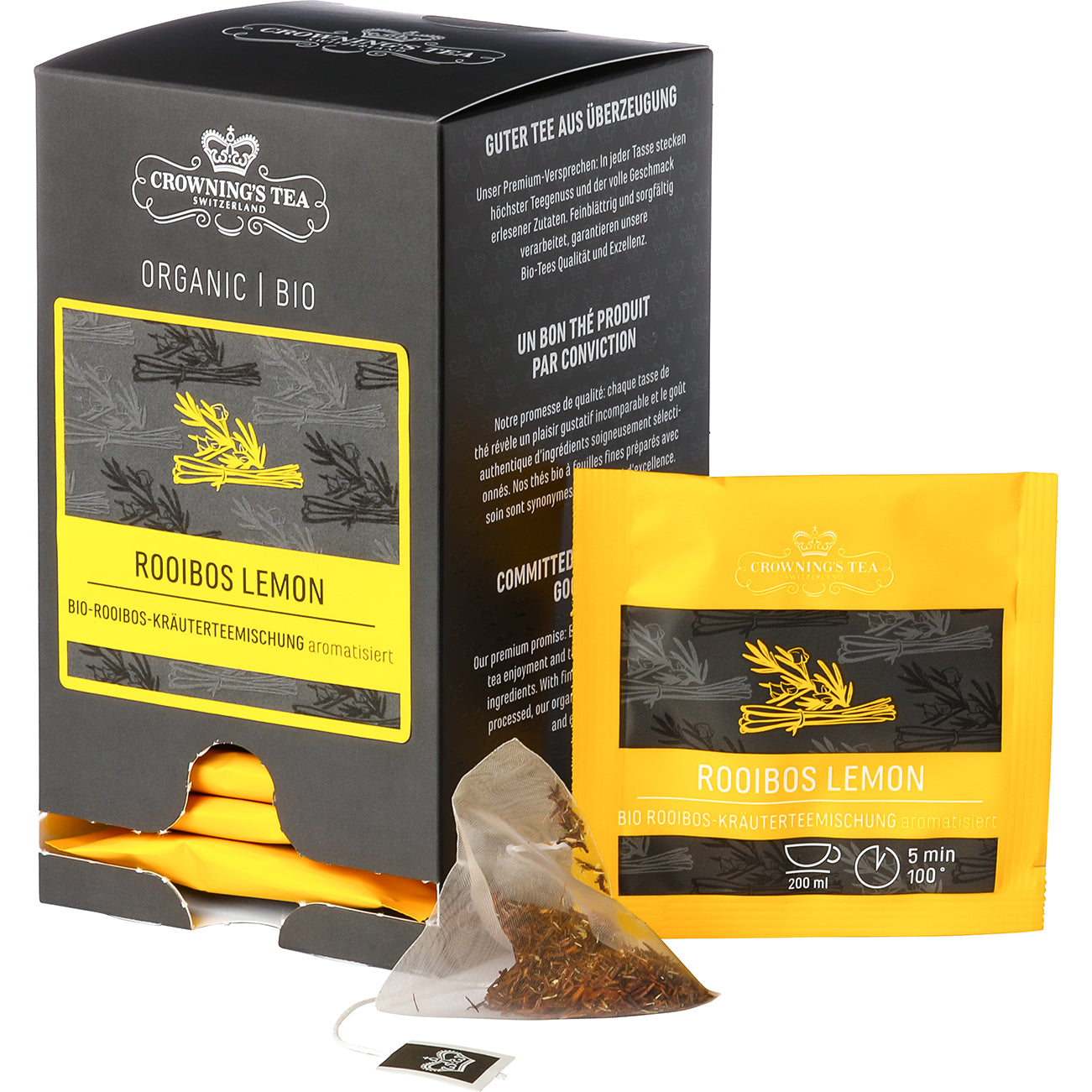 CROWNING'S Bio Rooibos Lemon 105552 Pyramide 2g, 15 pcs.