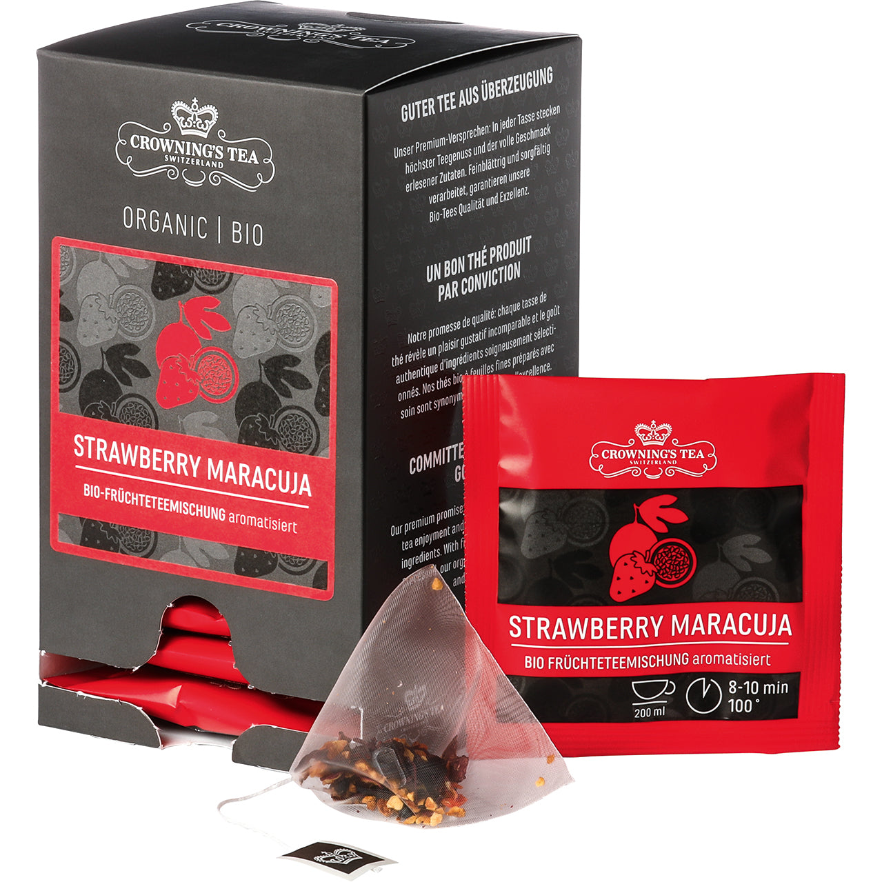 CROWNING'S Bio Strawberry Maracuja 105553 Pyramide 2.5g, 15 pcs.
