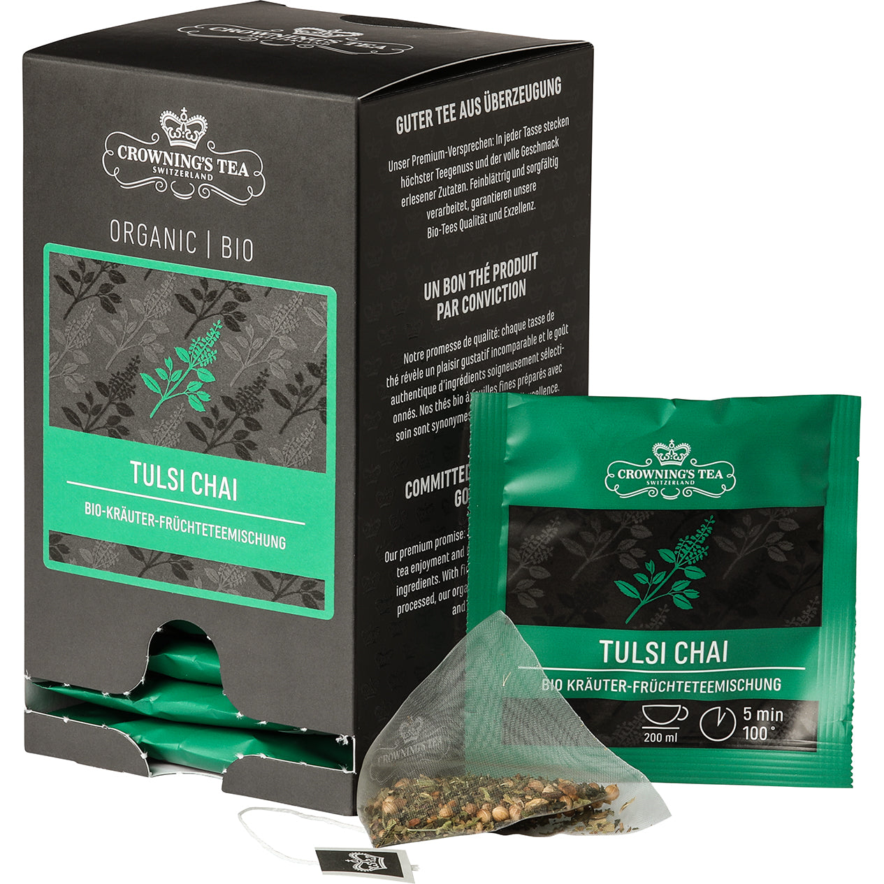 CROWNING'S Bio Tulsi Chai 105554 Pyramide 2g, 15 pcs.
