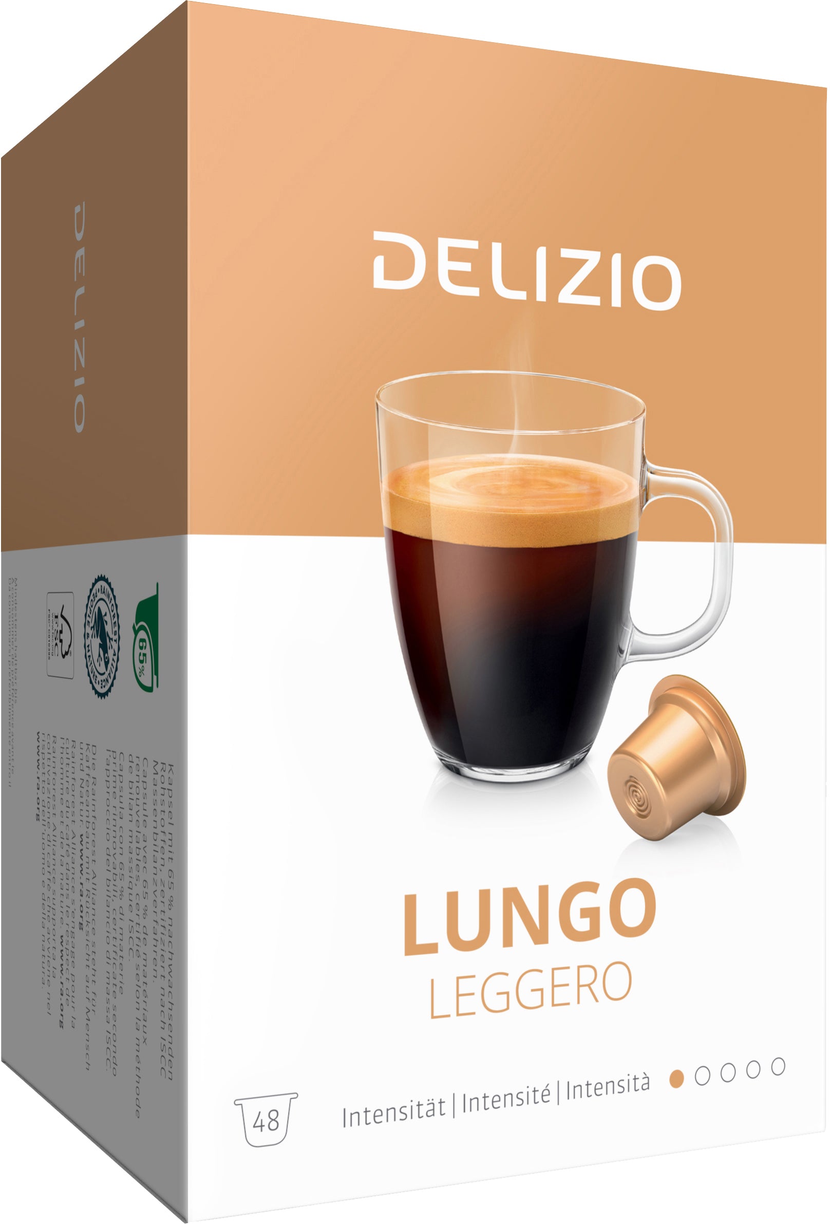 DELIZIO Caffè en Capsules de 10170588 Lungo Leggero 48 Capsules