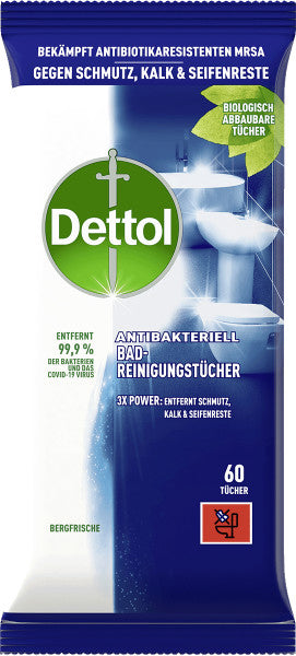DETTOL Lingettes nettoyantes bain 3193975 frais de la montagne 60 pcs.