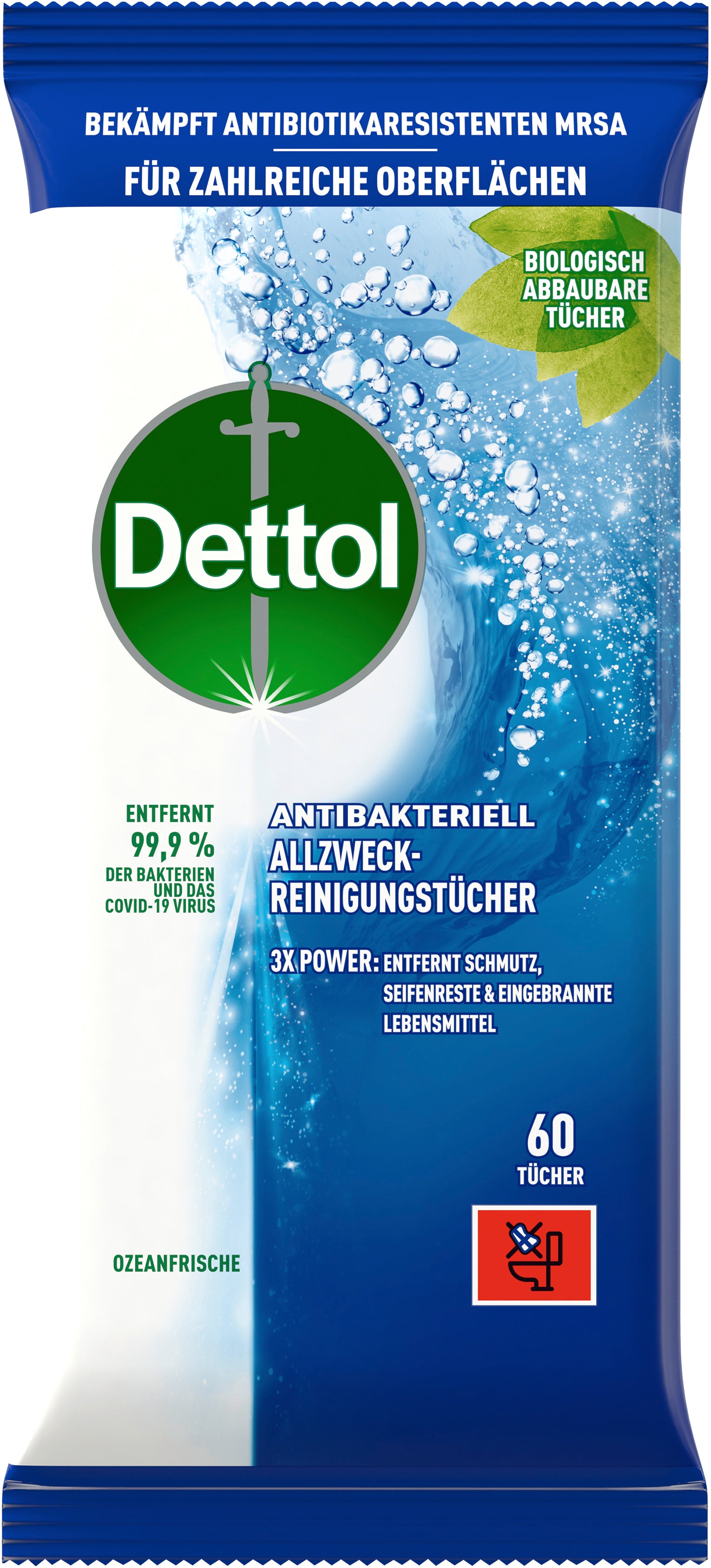 DETTOL Lingettes nettoyantes univ. 3251349 fraîcheur de l'océan 6 pcs.