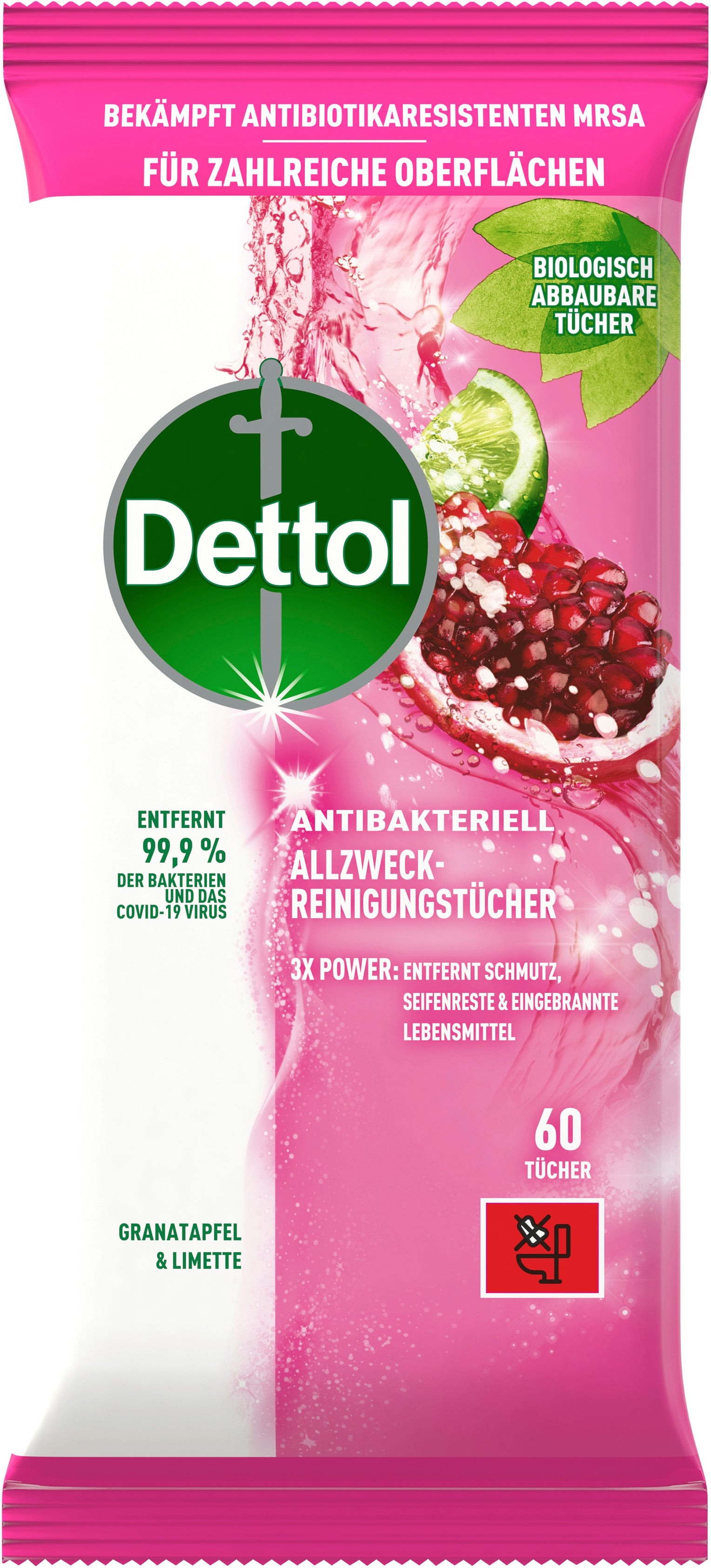DETTOL Lingettes nettoyantes univ. 3251413 grenade & lime 6 pcs.