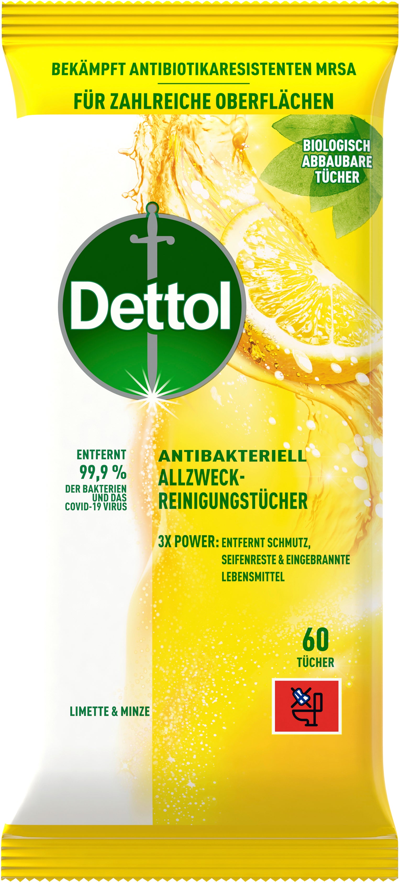 DETTOL Lingettes nettoyantes univ. 3270741 citron vert et menthe 6 6 pcs.