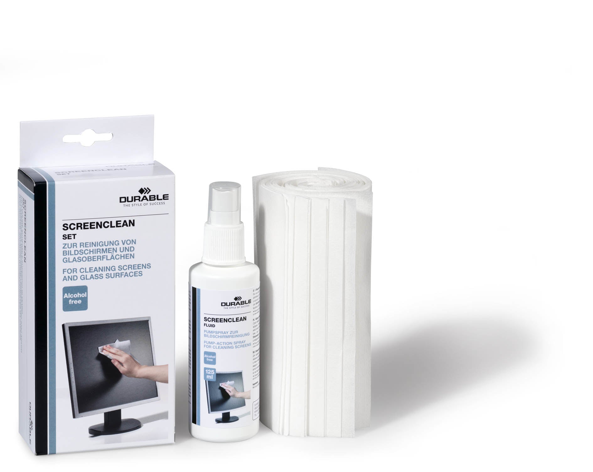 DURABLE Screenclean Set 125ml 570700 Set de nettoyage 20 tissu