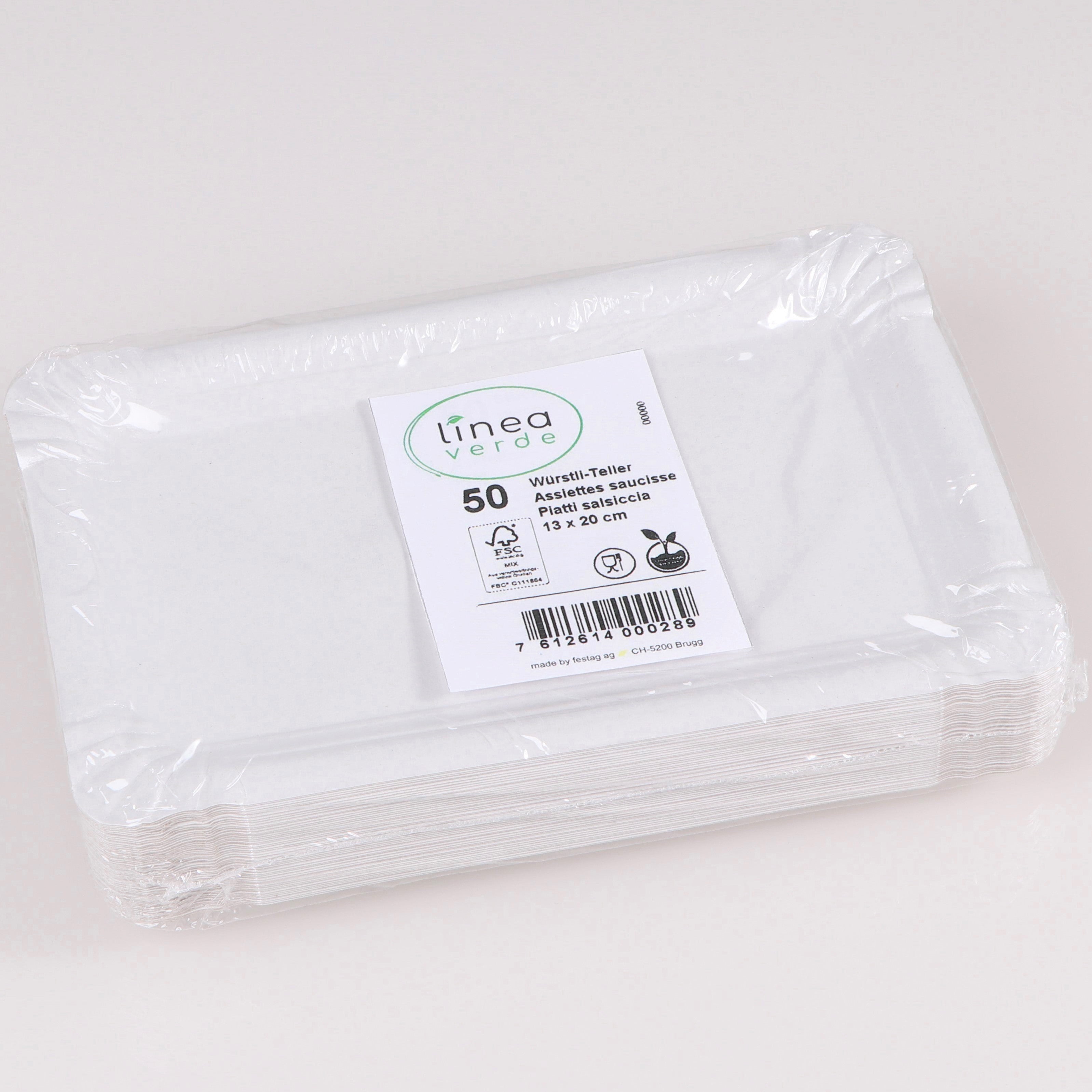 ELCO Assiette à saucisses 13x20cm 16030230-001 Carton, blanc, 50pcs.