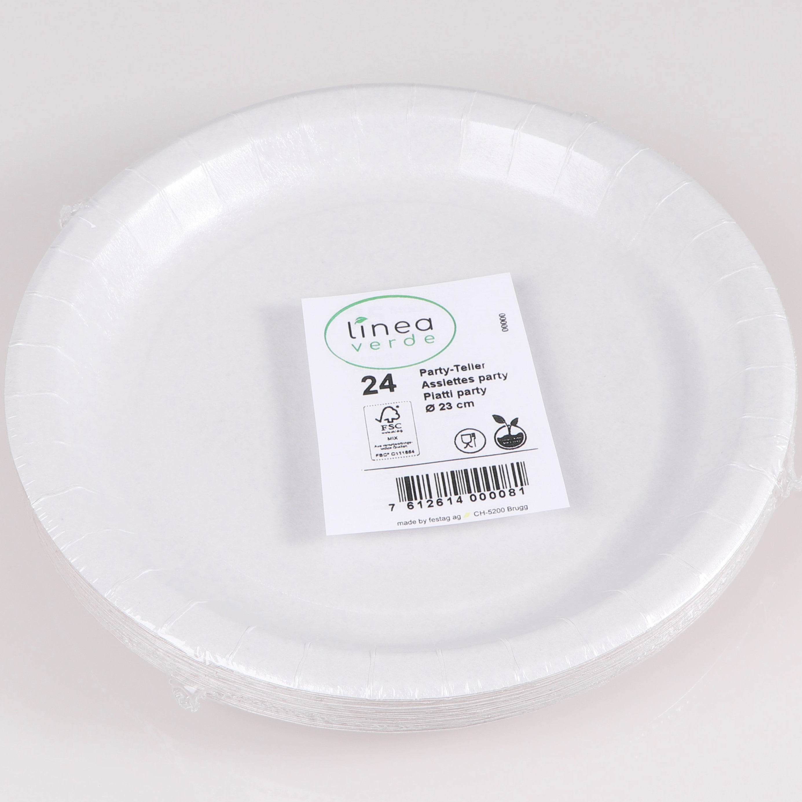 ELCO Assiettes en carton 23cm 16114308-001 blanc, 24pcs.