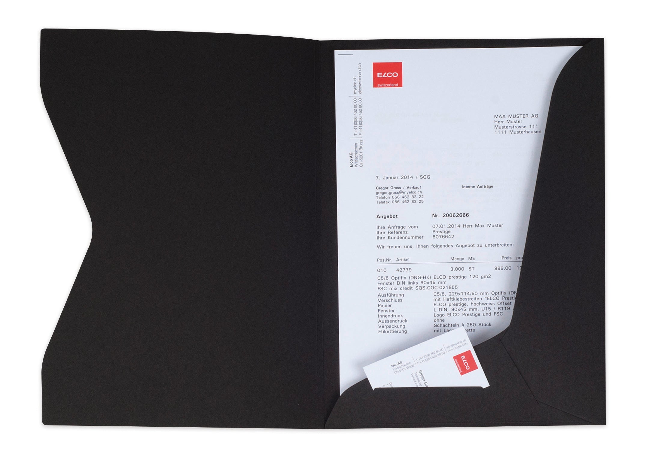 ELCO Dossier offre Prestige A4 29450.11 noir, 270gm2 10 pcs.
