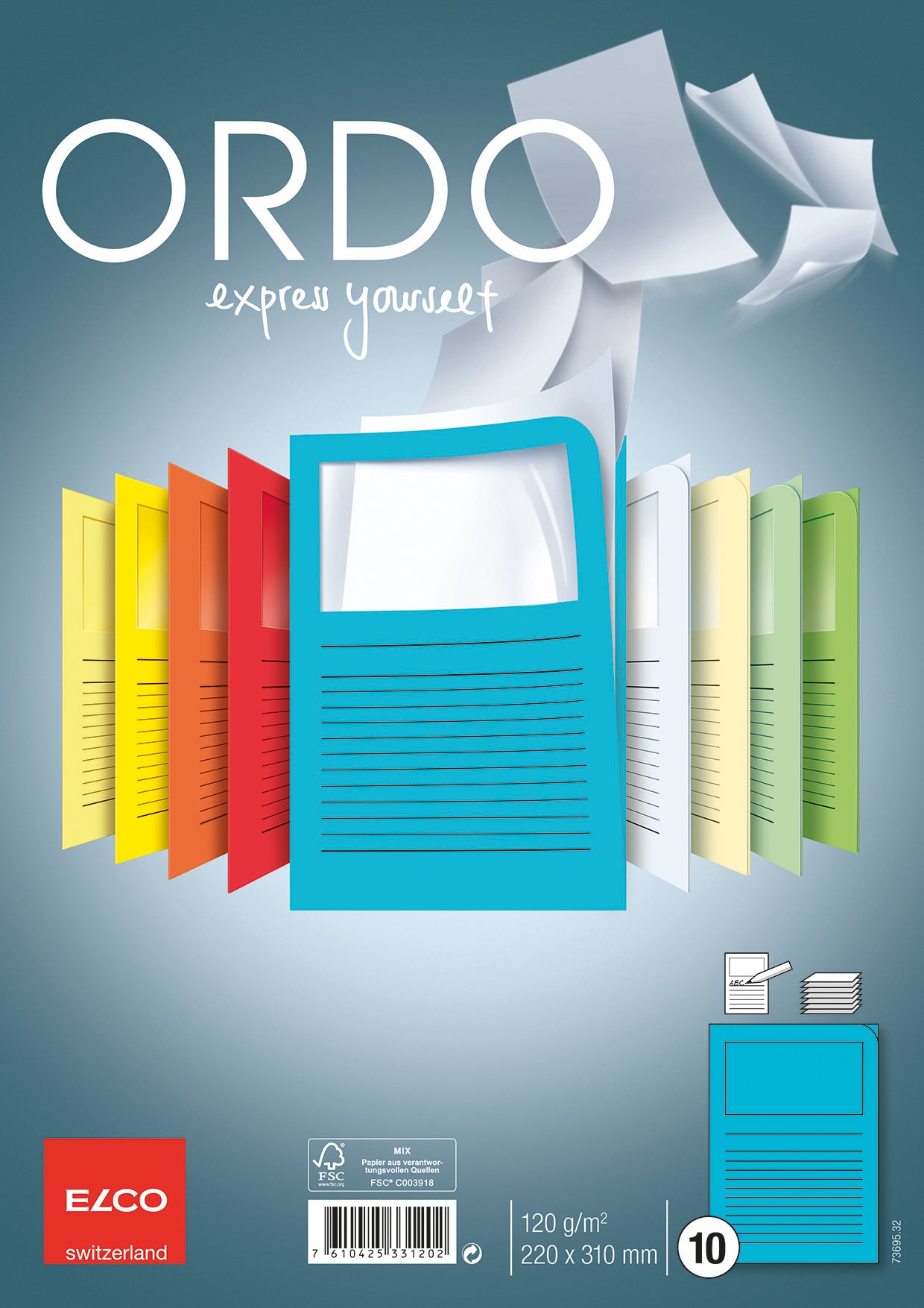 ELCO Dossier d'organ. Ordo A4 73695.32 classico, bleu int. 10 pièces