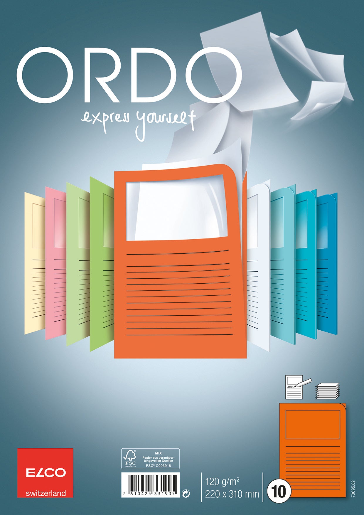 ELCO Dossier d'organ. Ordo A4 73695.82 classico, orange 10 pièces