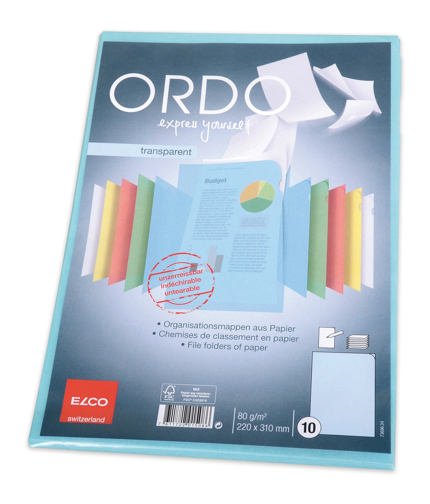 ELCO Dossier Ordo A4 73696.34 transparent, bleu 10 pièces
