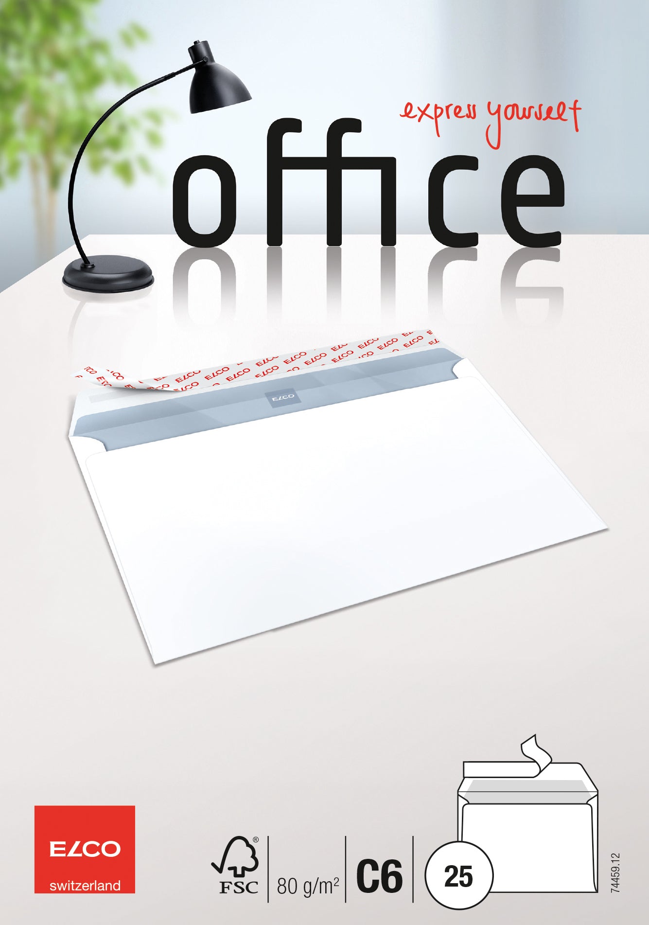 ELCO Envelope Office s. fenêtre C6 74459.12 80g, blanc, colle 25 pcs.