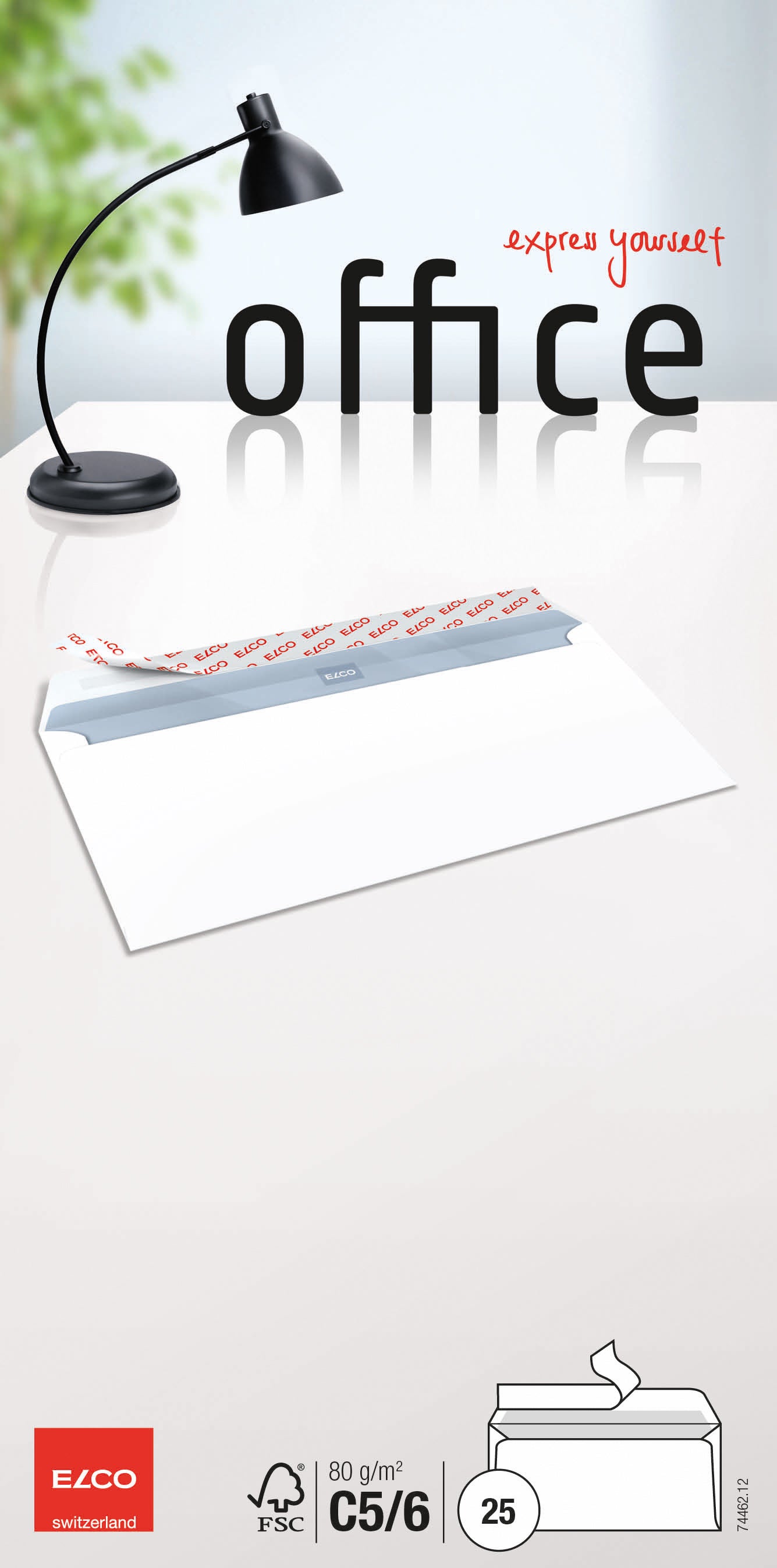 ELCO Enveloppe Office s/fenêt. C5/6 74462.12 80g, blanc 25 pcs.