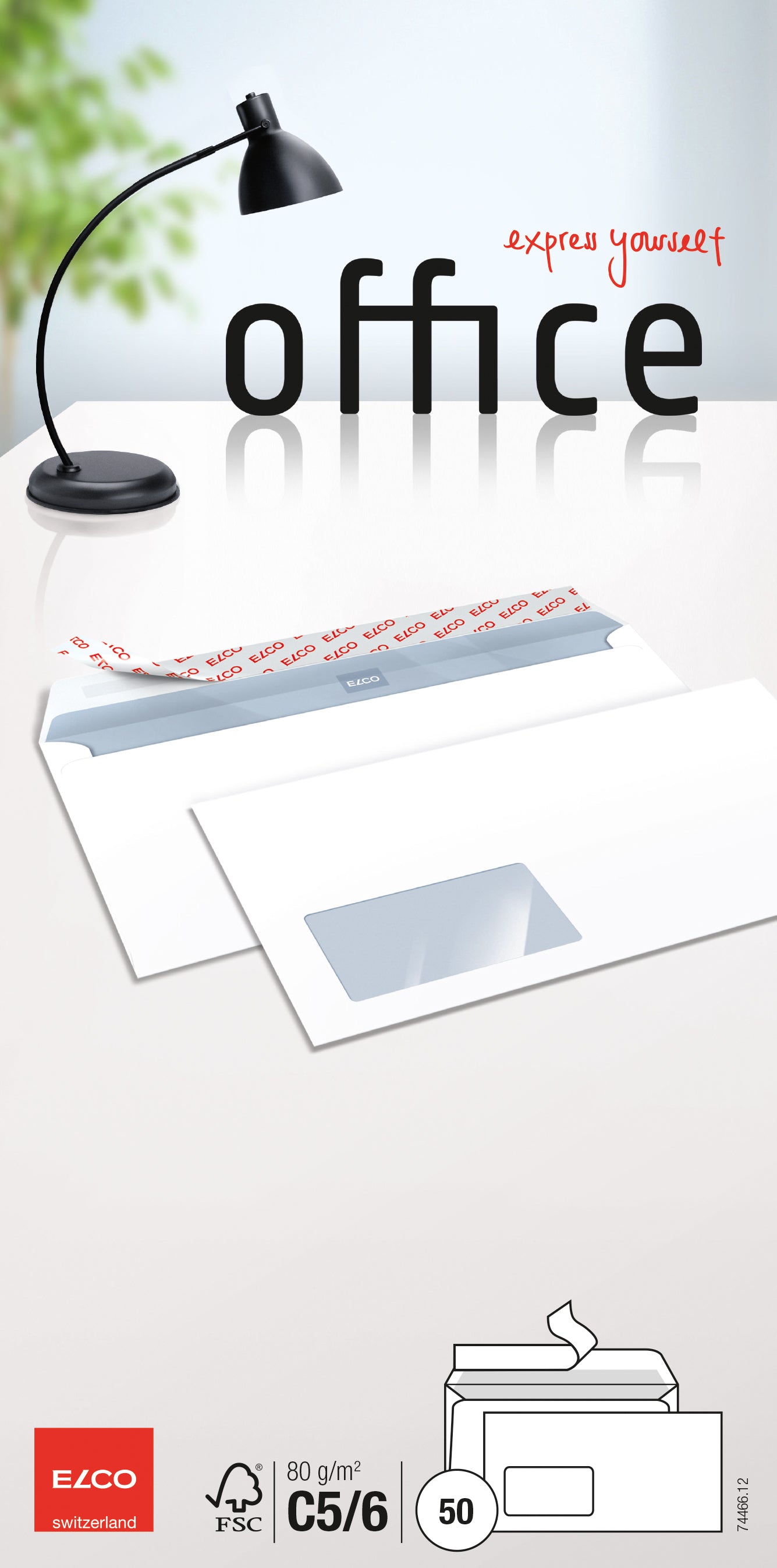 ELCO Enveloppe Office a/fenêt. C5/6 74466.12 80g, blanc 50 pcs.
