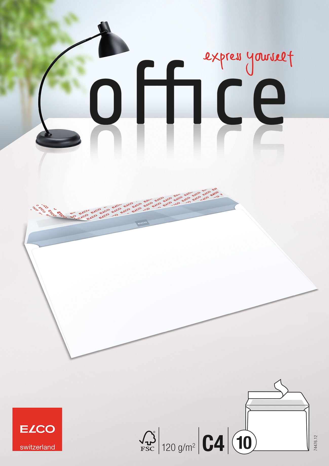 ELCO Envelope Office s. fenêtre C4 74476.12 120g,blanc, colle 10 pcs.