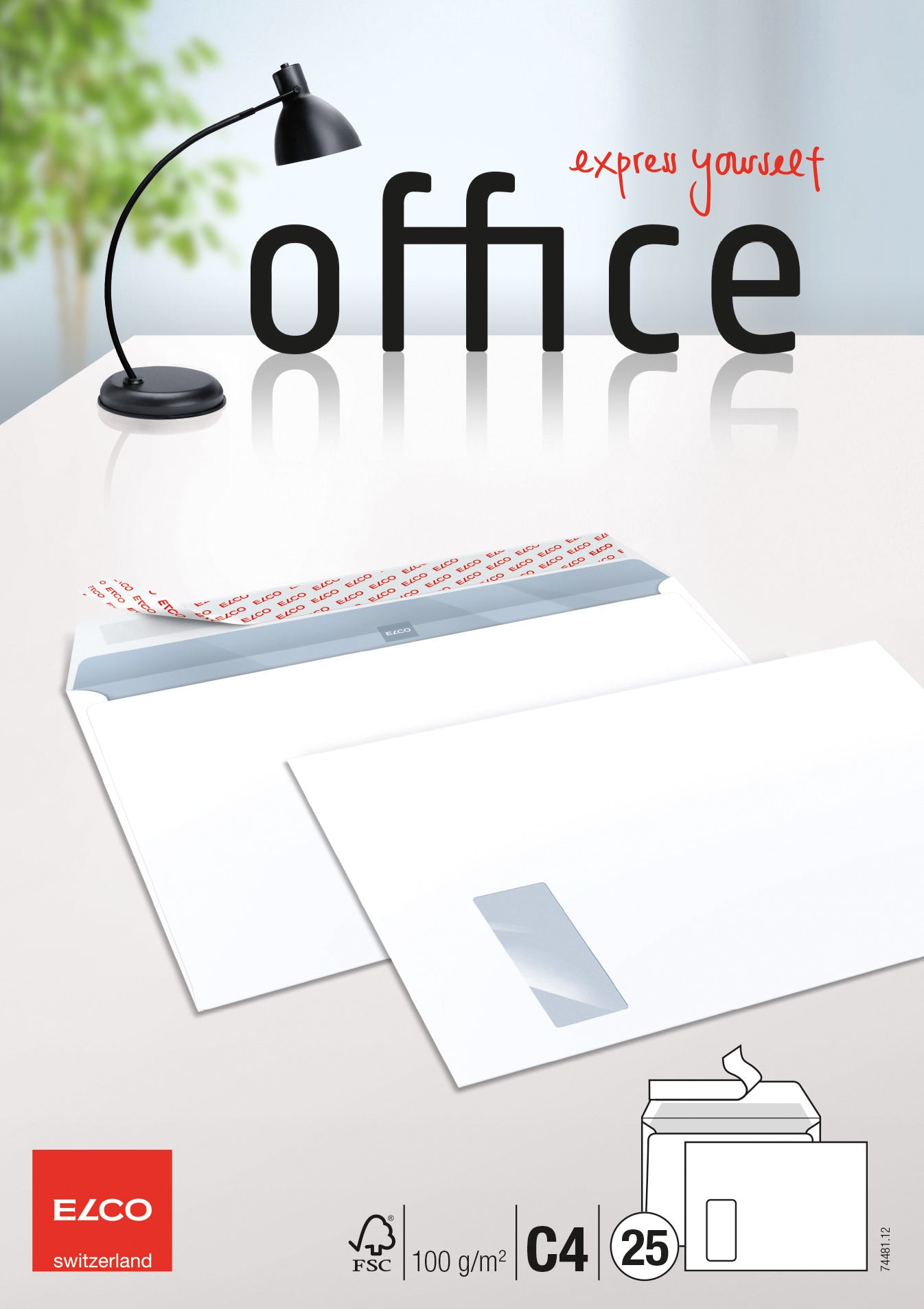 ELCO Enveloppe Office a/fenêtre C4 74481.12 100g, blanc 25 pcs.