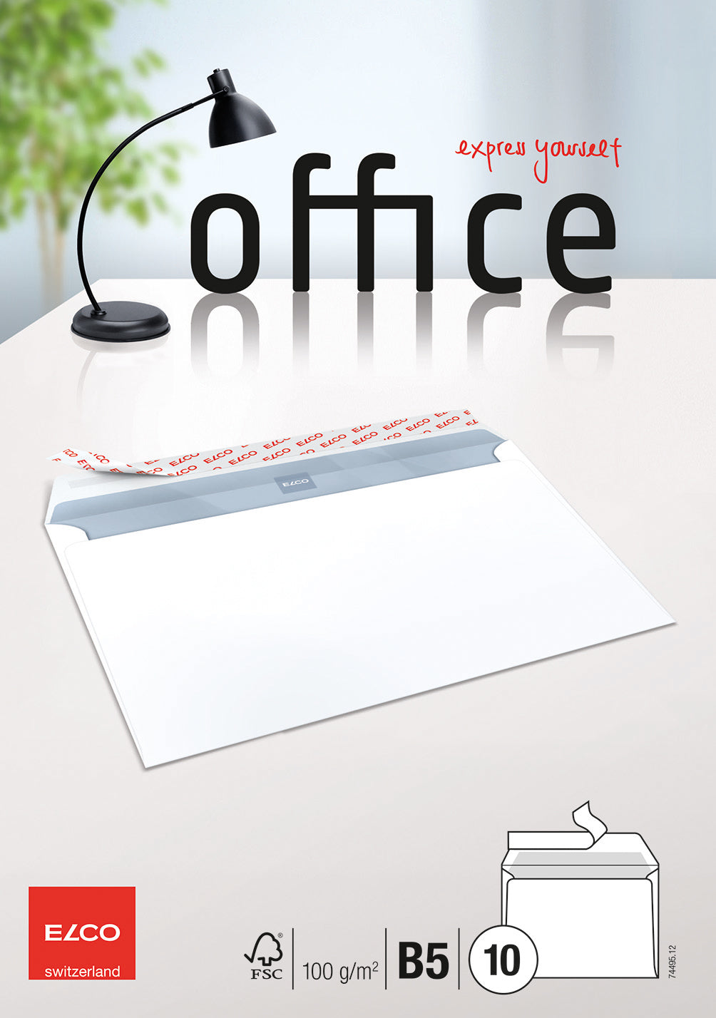 ELCO Enveloppe Office s/fenêtre B5 74495.12 100g, blanc 10 pcs.