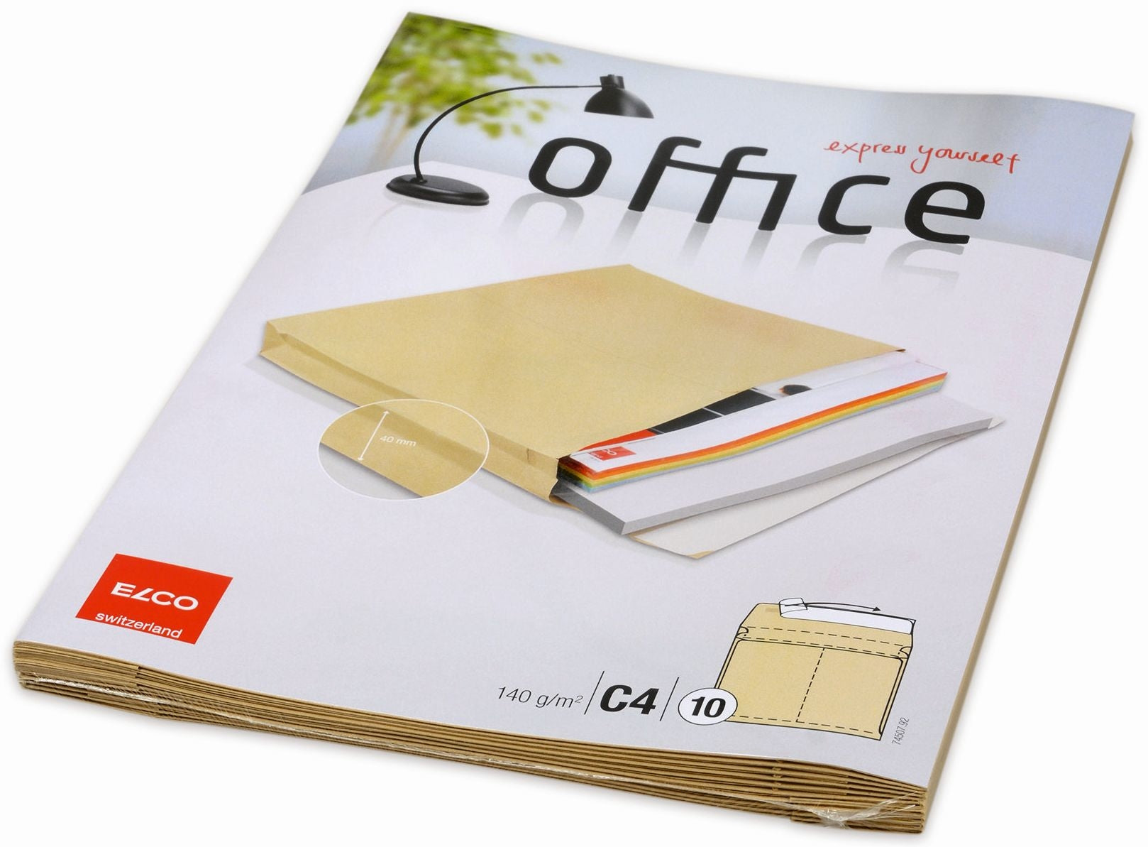 ELCO Enveloppe C4 74507.92 av.Pliure lat.brun 140g 10 pc.