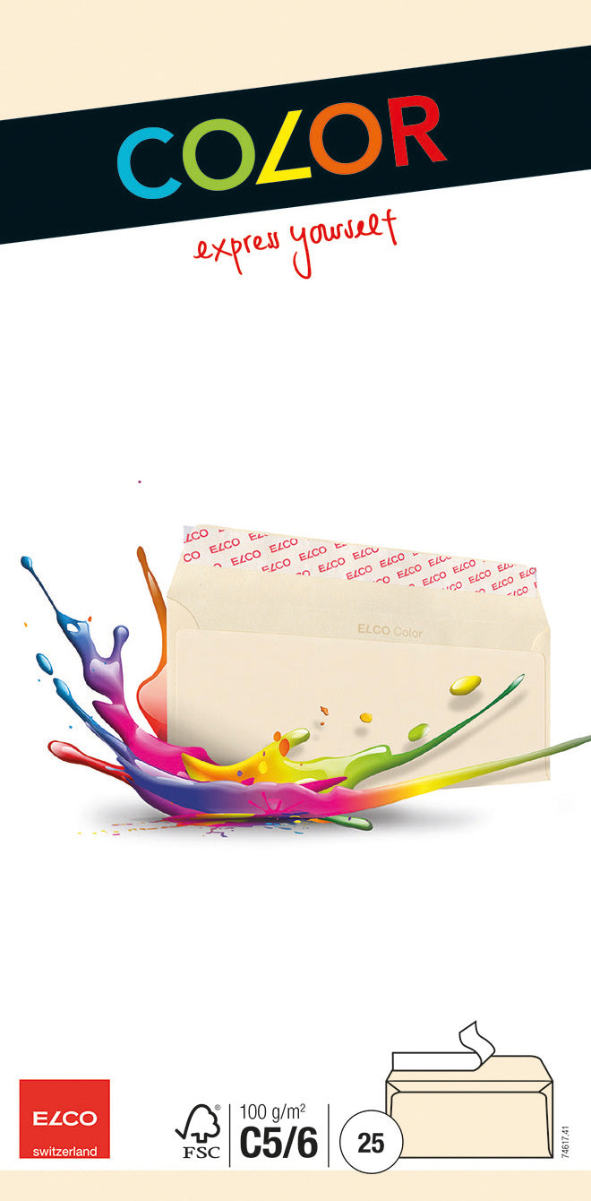 ELCO Enveloppe Office s/fenêt. C5/6 74617.41 100g, chamois 25 pcs.