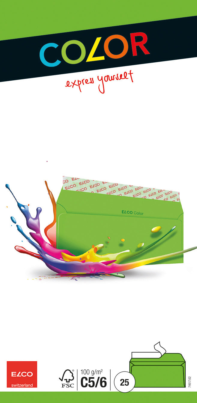 ELCO Enveloppe Office s/fenêt. C5/6 74617.62 100g, vert intense 25 pcs.