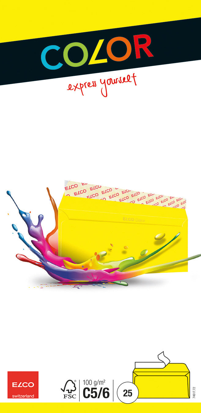 ELCO Enveloppe Office s/fenêt. C5/6 74617.72 100g, jaune 25 pcs.