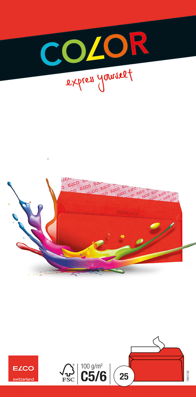 ELCO Enveloppe Office s/fenêt. C5/6 74617.92 100g, rouge 25 pcs.