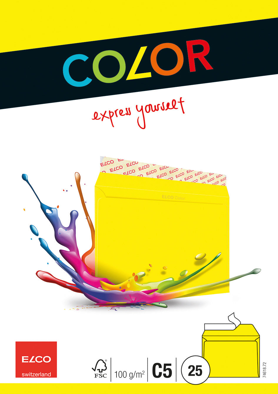 ELCO Enveloppe Office s/fenêtre C5 74618.72 100g, jaune 25 pcs.