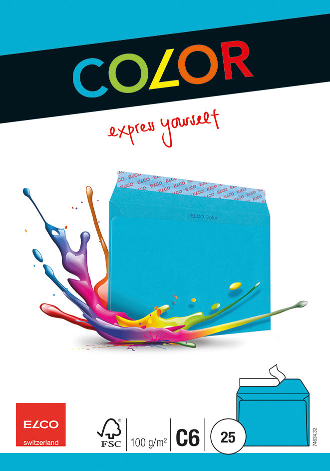 ELCO Enveloppe Office s/fenêtre C6 74634.32 100g, bleu 25 pcs.