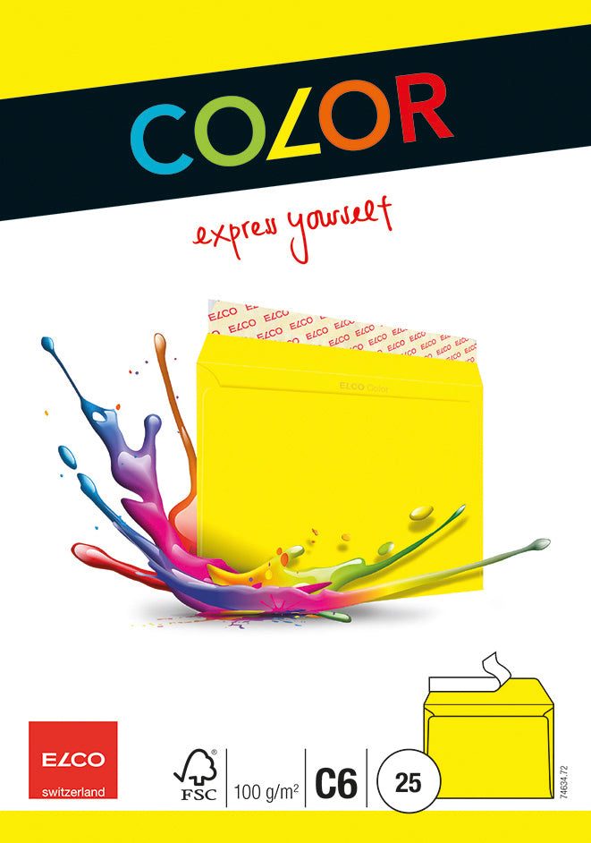 ELCO Enveloppe Office s/fenêtre C6 74634.72 100g, jaune 25 pcs.
