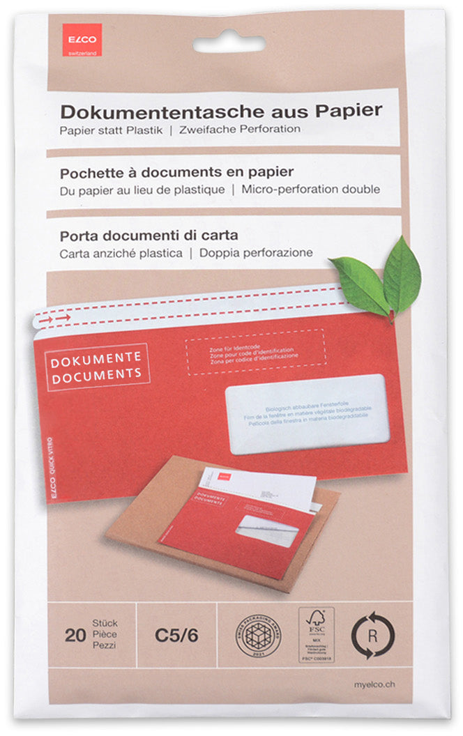 ELCO Porte-documents C5/6 79123.80 rouge, fenêt. dr. 20 pcs.