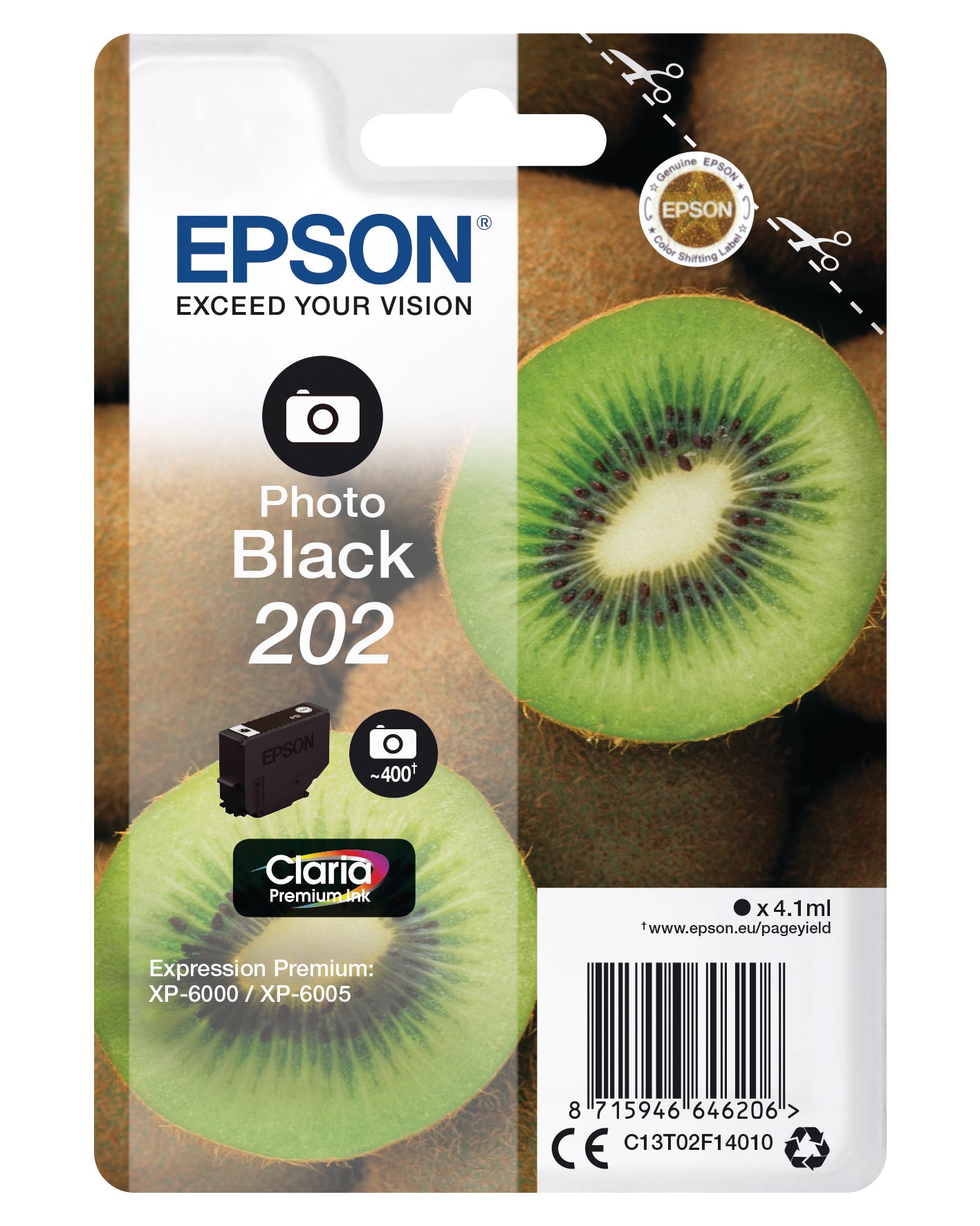 EPSON Cart. d'encre 202 photo noir T02F140 XP-6000/6005 400 pages