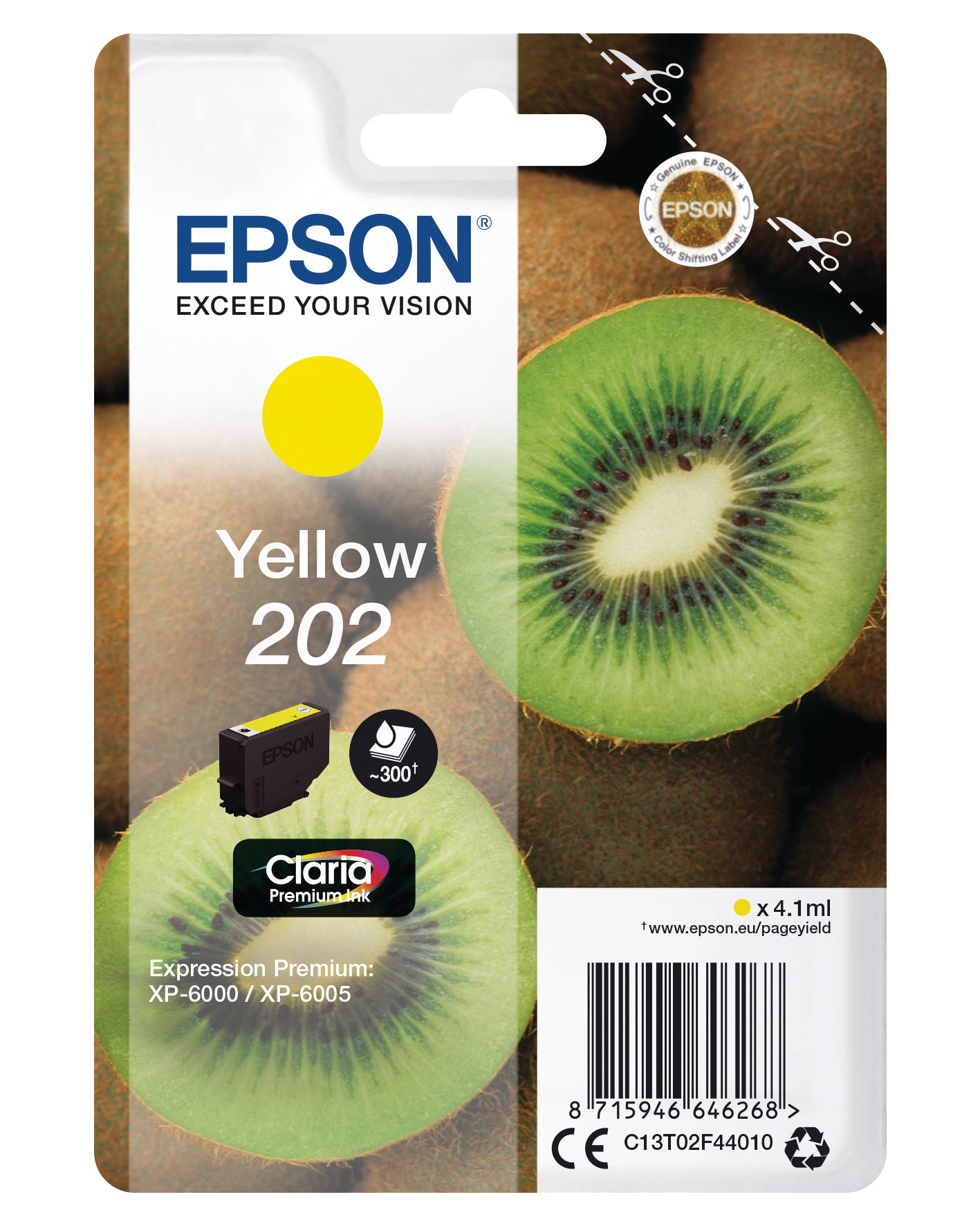 EPSON Cart. d'encre 202 yellow T02F440 XP-6000/6005 300 pages