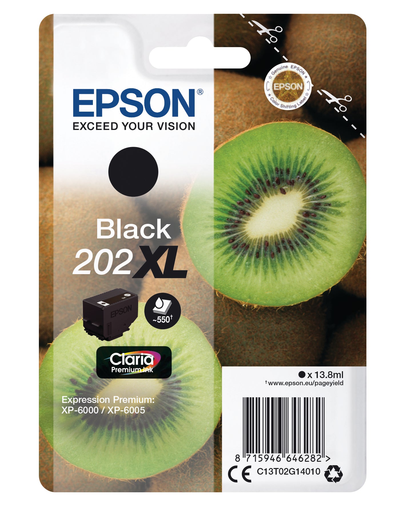 EPSON Cart. d'encre 202XL noir T02G140 XP-6000/6005 550 pages