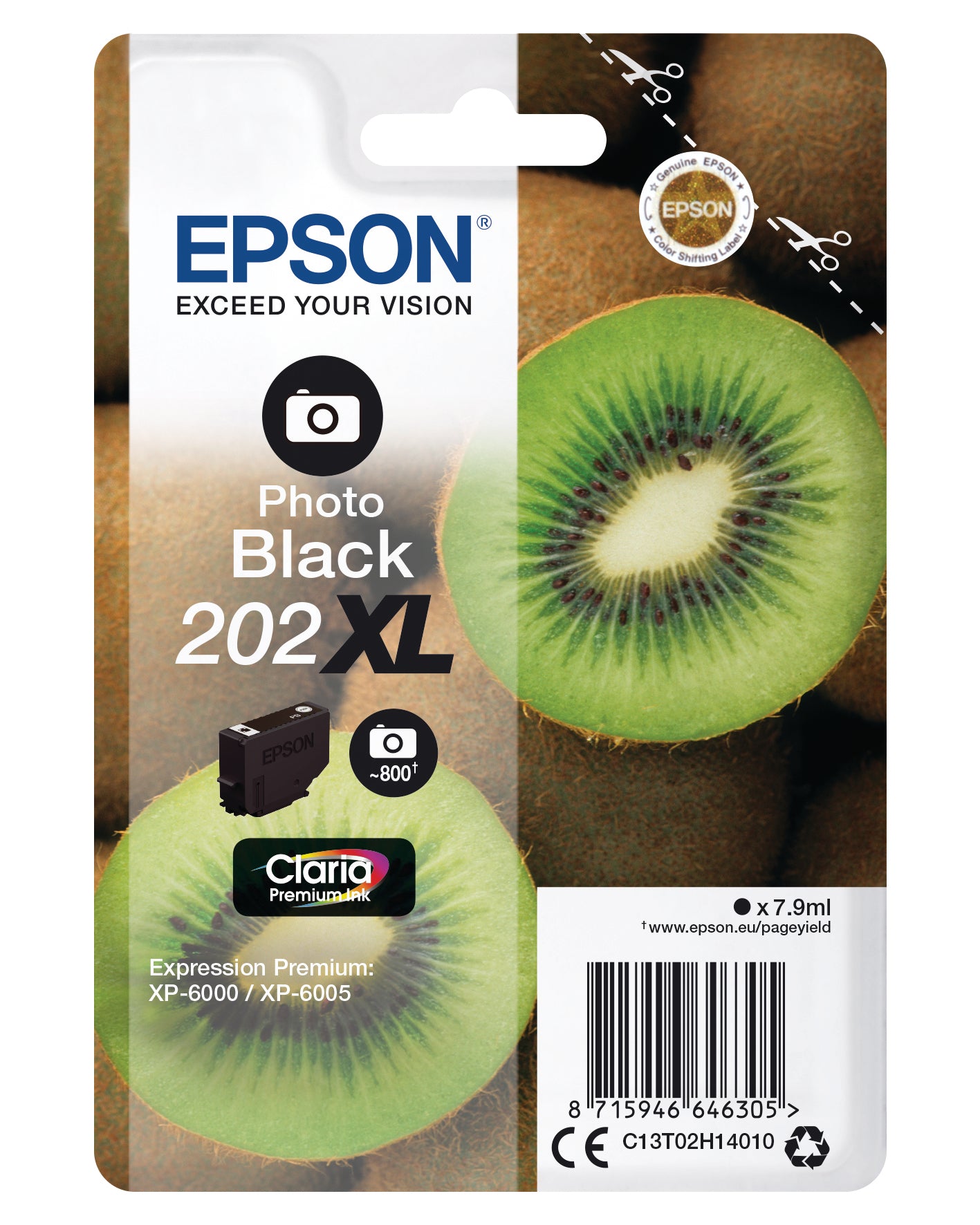 EPSON Cart. d'encre 202XL photo noir T02H140 XP-6000/6005 800 pages