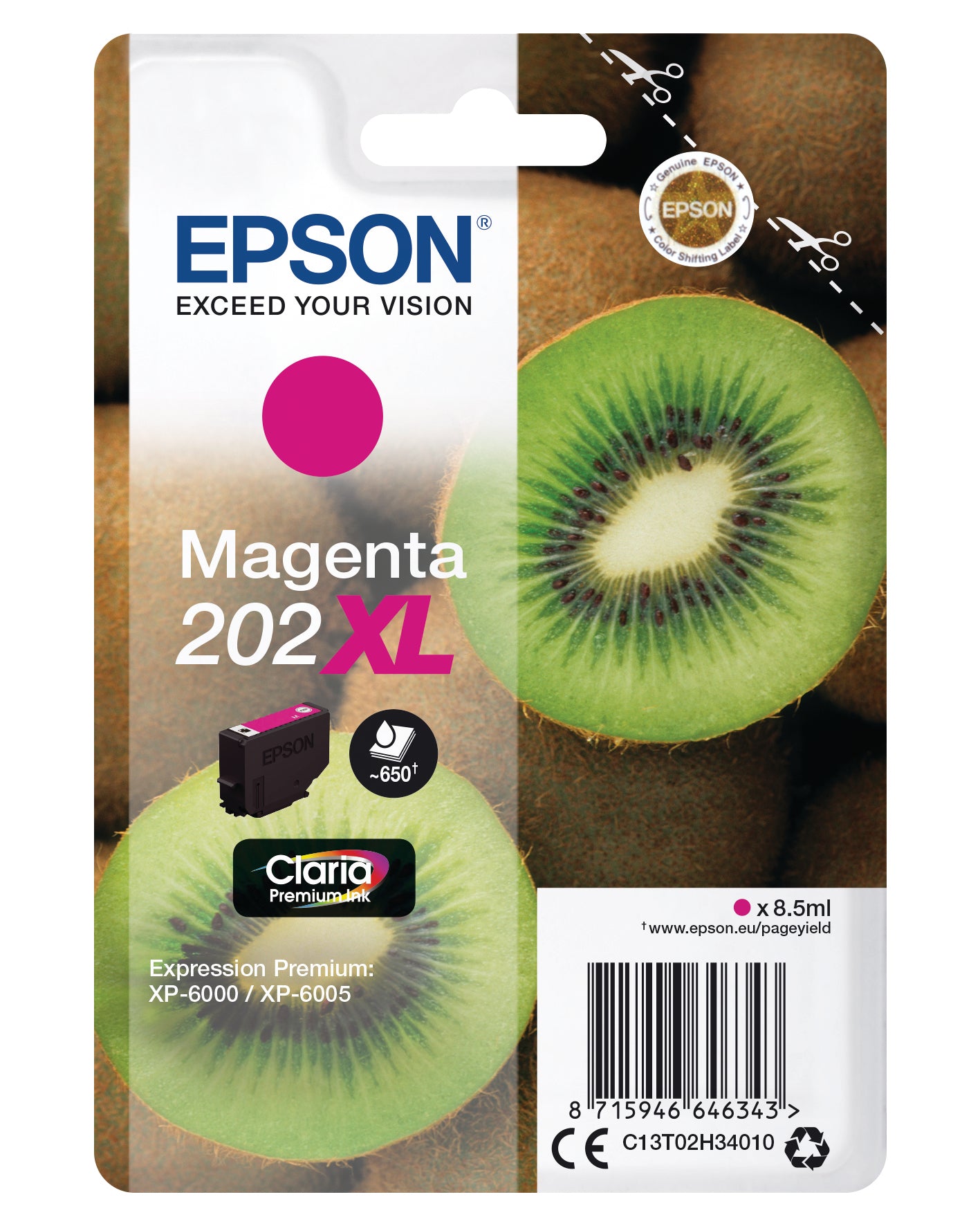 EPSON Cart. d'encre 202XL magenta T02H340 XP-6000/6005 650 pages